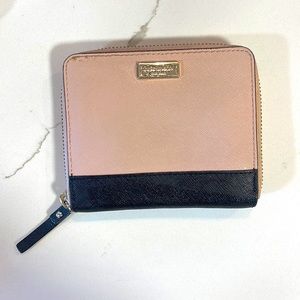 Kate Spade Blush and Black Zippered Wallet